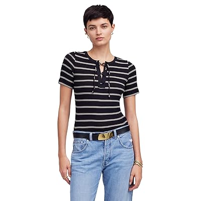 Madewell Lace Up Short Sleeve Stripe Women