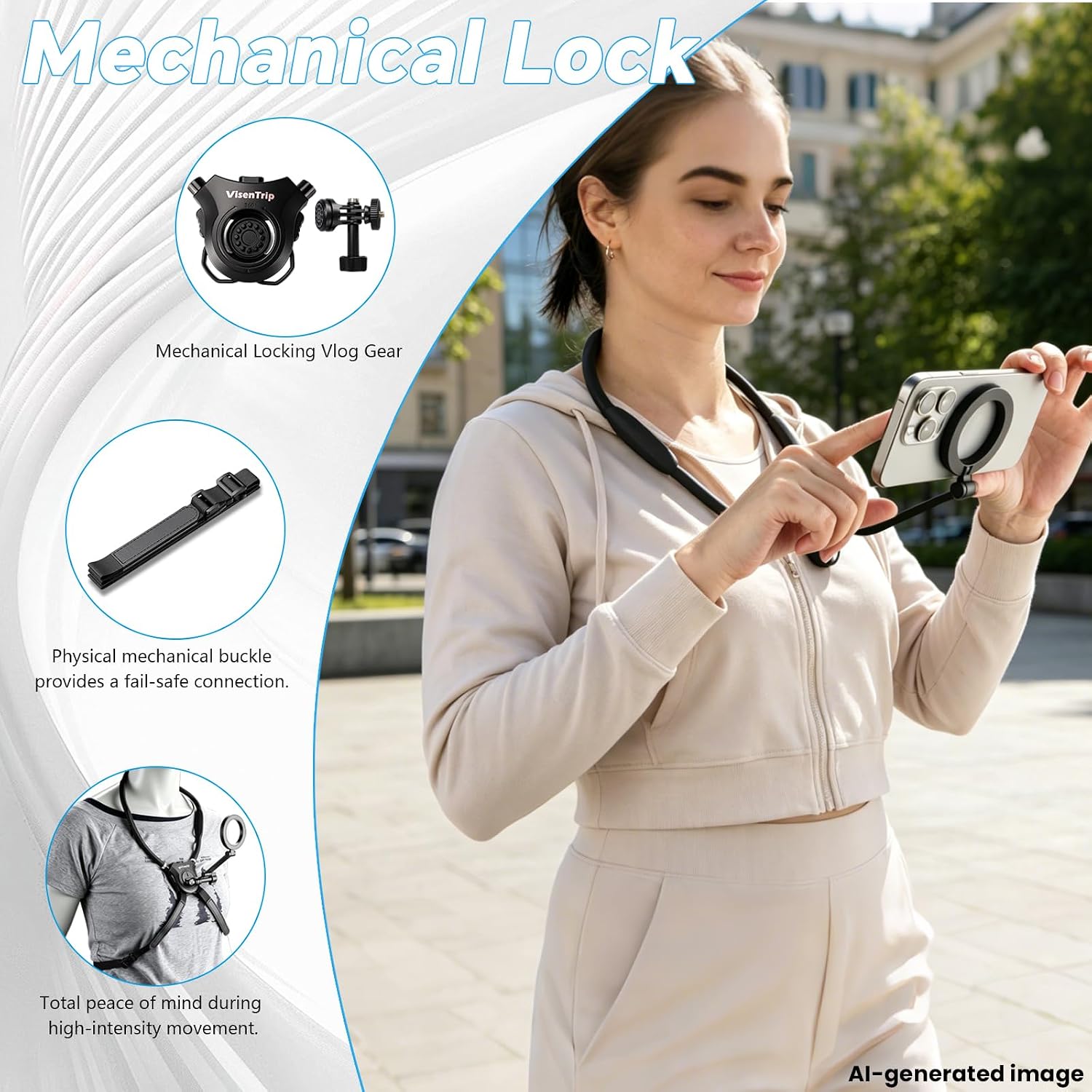 Magnetic Quick Release Neck Mount for Go-Pro Hero 13 12 11, Insta360 X4/Ace Pro, DJI Osmos Action 5/4, 1-Second Detachment POV Selfie Neck Strap Holder (with Phone Holder)