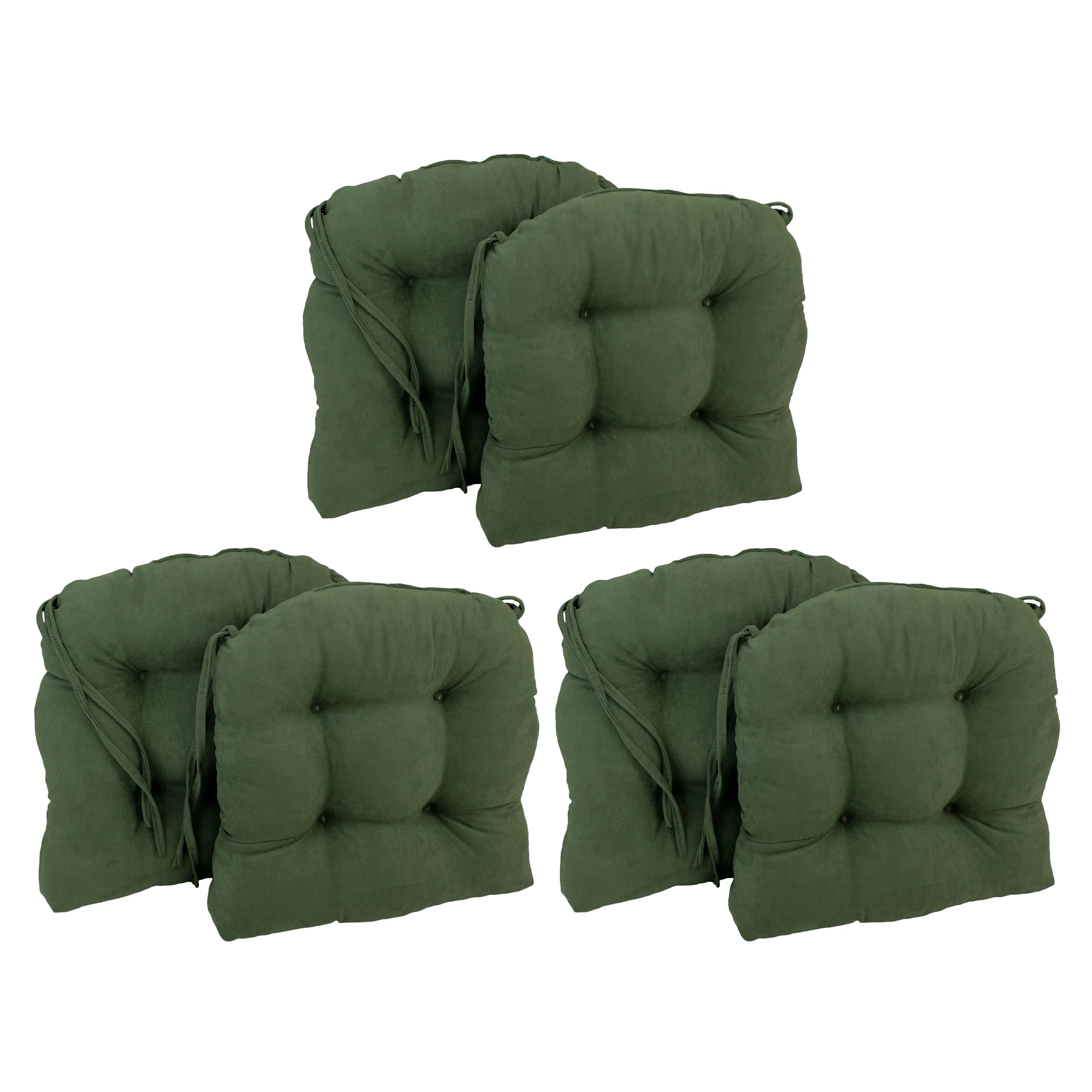 Blazing Needles 16-inch Rounded Back Tufted Microsuede Chair Cushion, 16 x 16, Hunter Green 6 Count