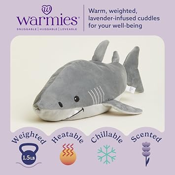 warmies Shark Plush, Scented with Calming French Lavender, Grey