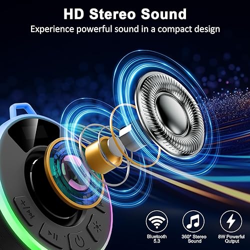 Miniatura 3 de Altavoz Bluetooth portátil,Bluetooth 5.3,IPX7 impermeable, luces LED