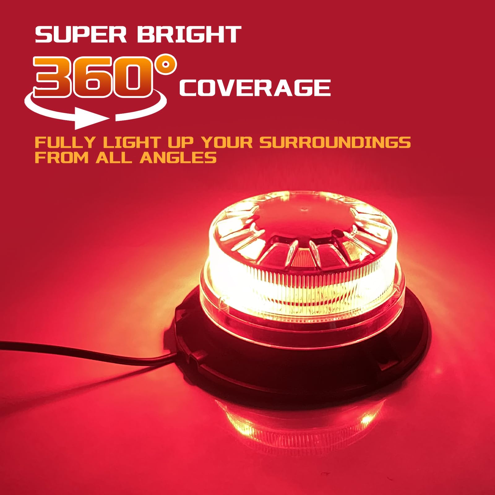 Gyrophare Led Rouge 24w Gyrophare LED Rouge Magnétique Sidaqi - 12-24V, 8 Modes Flash | Pour Véhicule Urgence Feu Clignotant Urgence