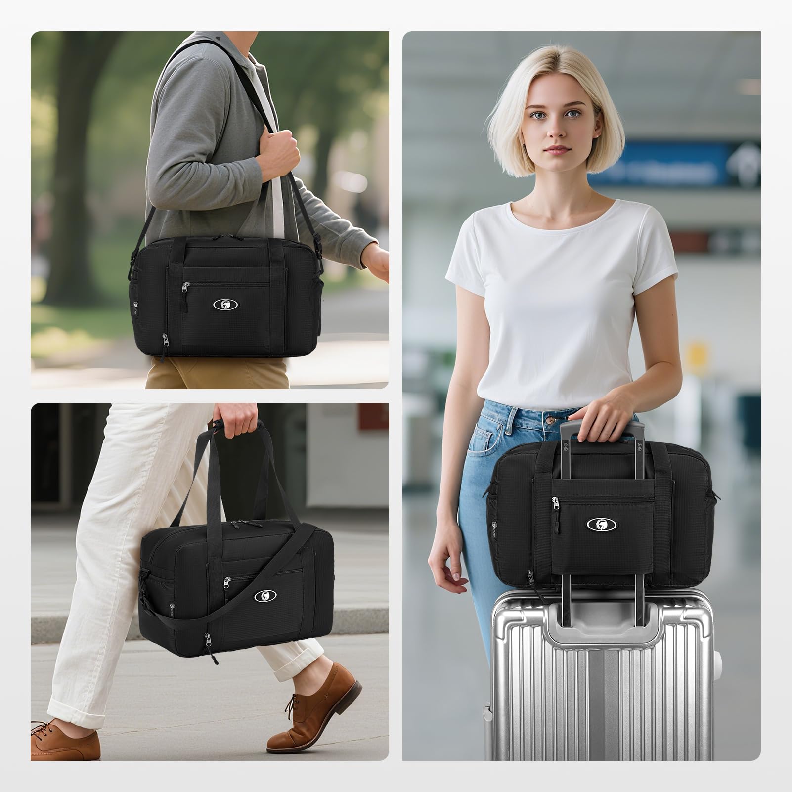 BAGZY Torba Podróżna Zwijana 20L Ryanair Bagaż podręczny 40x20x25 Torba Sportowa Wasserdicht Podróż Bagaż Torby do Samolotu Kabina Weekender Torby Podróżne Szpital Torbas z 1szt Kosmetyczka