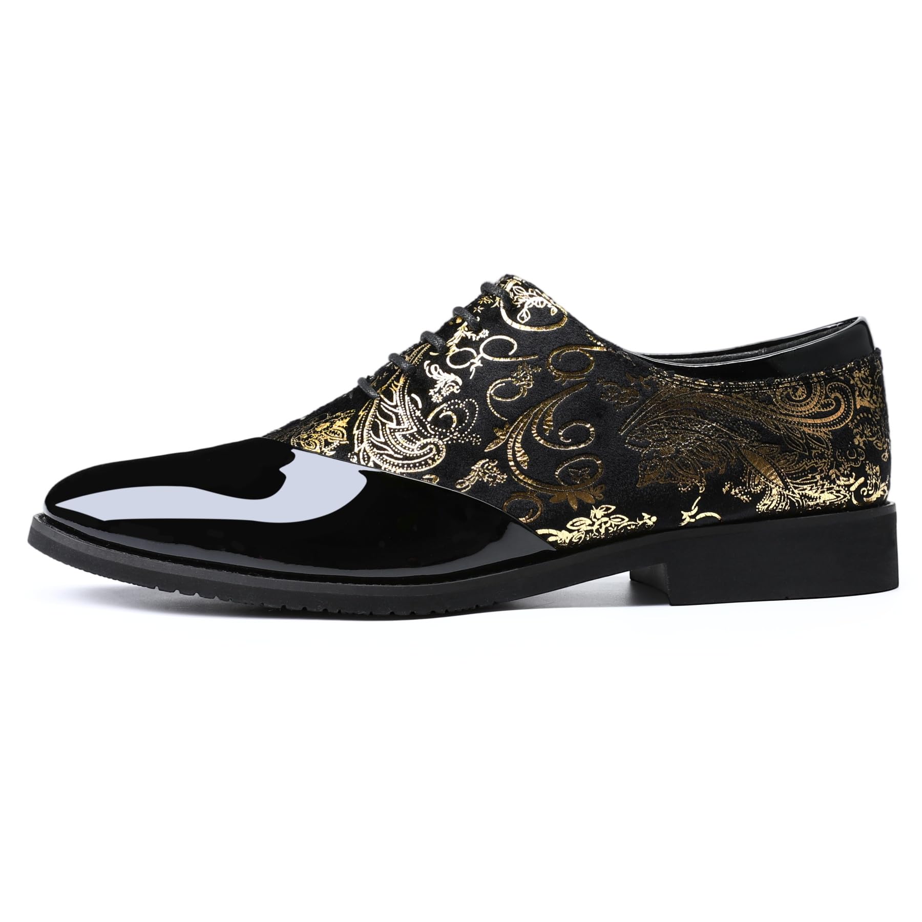YFFUSHI Chaussures Homme Jacquard Vernis Élégantes pour Mariage Business | Brodée, Paisley, Brillante, Bouts Pointus, Simili-Cuir, Lacets, Oxford, Formelles, Gala, Costume