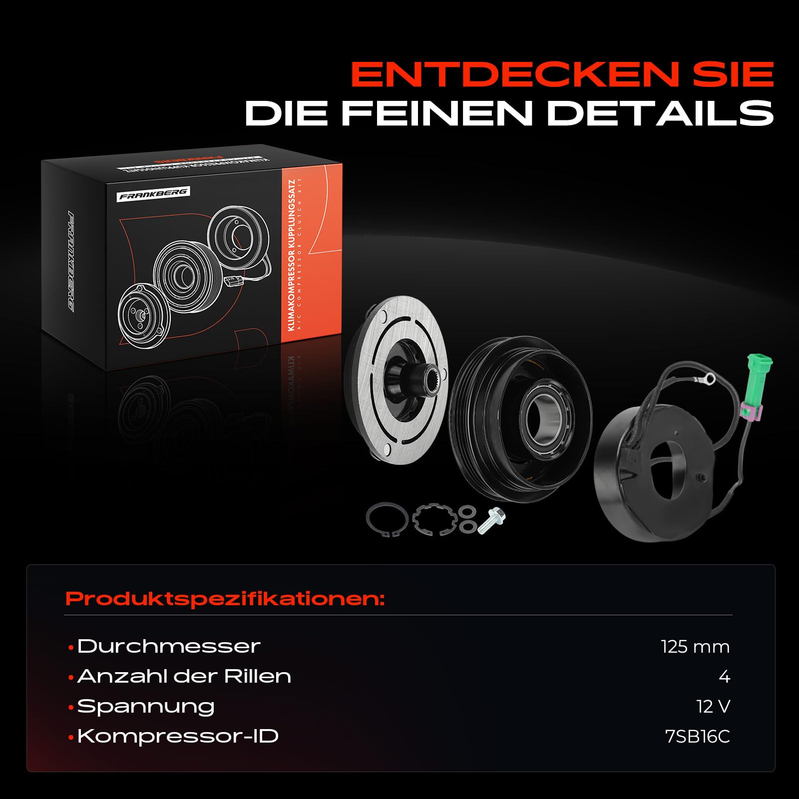 Frankberg 1x Klimakupplung Kompatibel mit A4 8D2 A6 4B2 Superb I 3U4 Passa.t 3B2 Passa.t 3B3 Passa.t Variant 3B5 Passa.t Variant 3B6 Replace# 8D0260805B