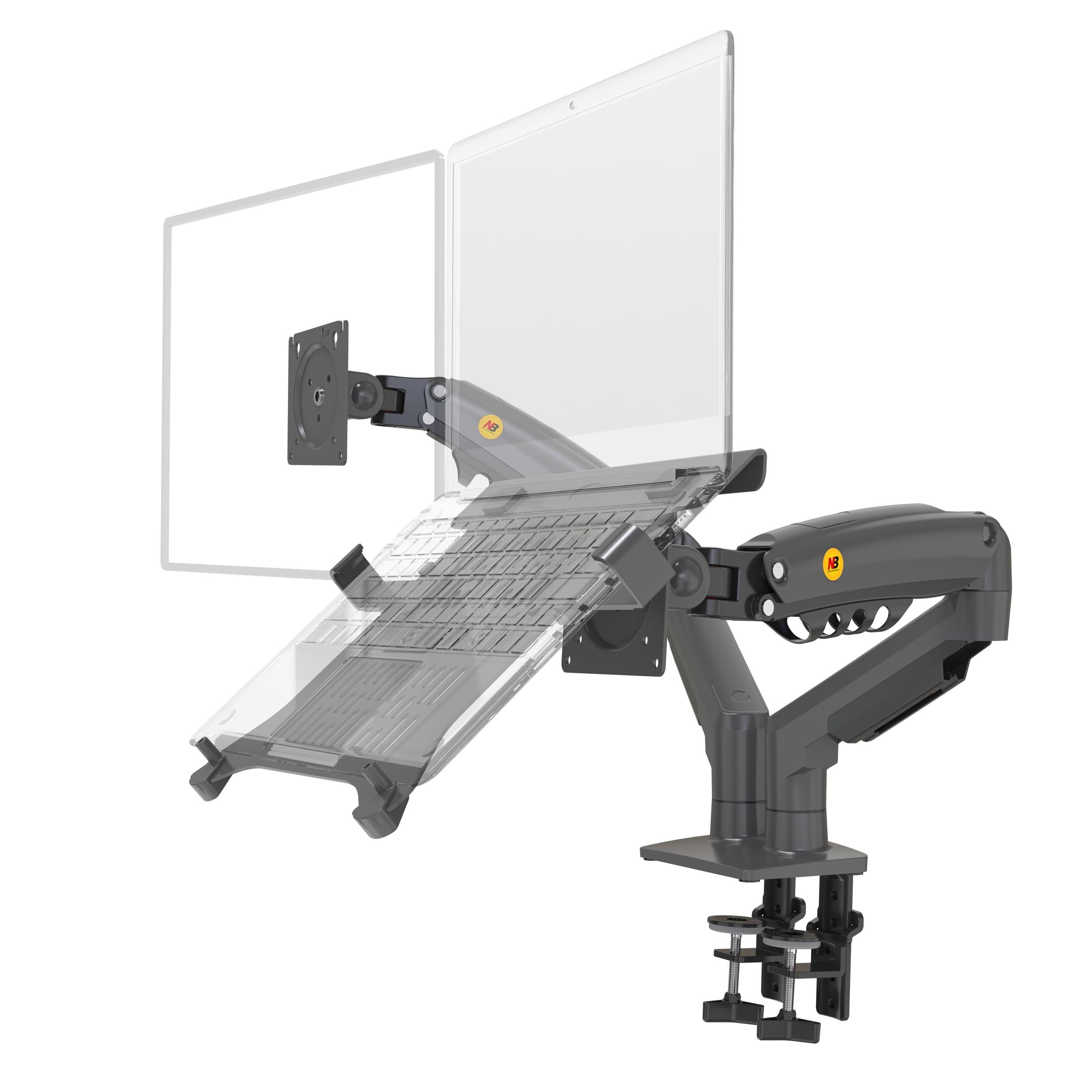 NB Ergonomic Doppia Braccio Monitor 17-32'' & Supporto PC Portatili 13-17'' | Supporto Monitor Carico Massimo 9 kg, VESA 75/100 mm