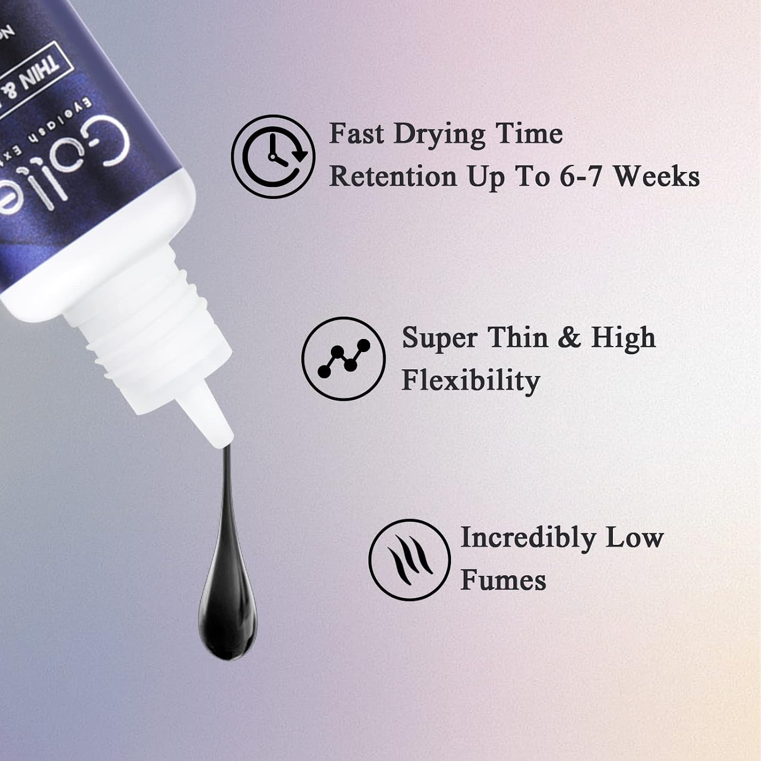 Eyelash Extension Glue High Flexibility Eyelash Glue 1 Sec Drying Time/Retention 6-8 Weeks/(0.17fl.oz / 5ml) Max Bond Thin Lash Adhesive for Eyelash Extension Lash Adhesive for Professional Use Only