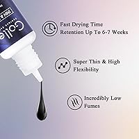 Vista 4 de Pegamento para extensiones de pestañas, pegamento de alta flexibilidad, 1 segundo, tiempo de secado/retención 6-8 semanas/(0.17 onzas líquidas/0.2