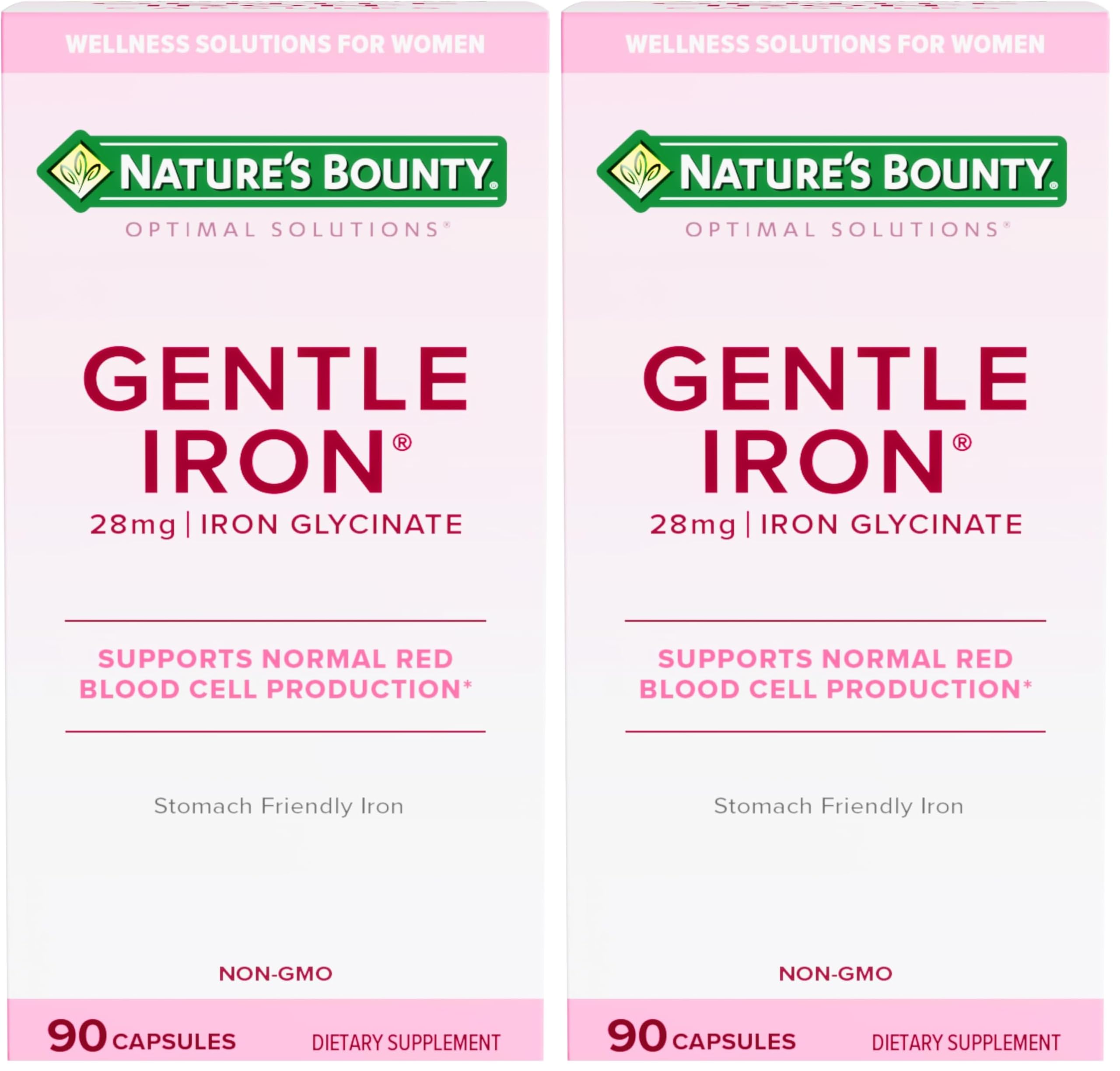 Nature’s Bounty Optimal Solutions Gentle Iron, 90 Capsules (Pack of 2) 90 Count (Pack of 2)