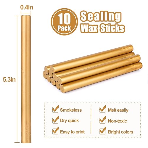 Miniatura 2 de Varillas de cera de sellado para pistola de pegamento para sello de cera, dorado metálico, ideal para invitaciones de boda, sobres de tarjetas,