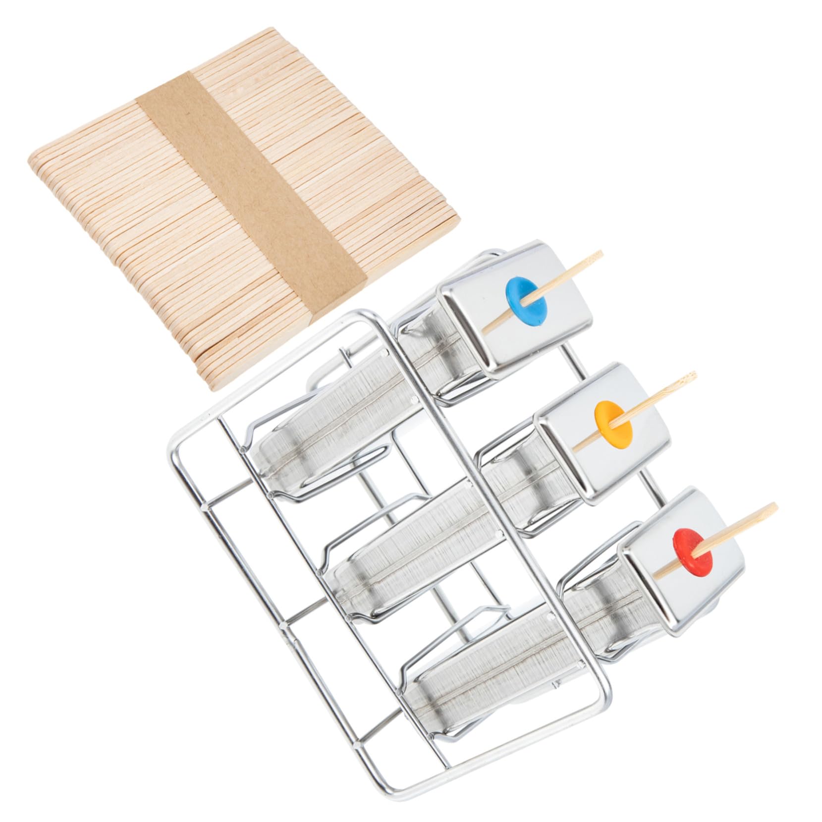 1 Set Moule à Glaçons DIY Moule à Ice Pop en Acier Inoxydable et Bois Démoulage Facile Lavable en Lave-Vaisselle et Préparations Maison de Glaces et Sucettes Glacées
