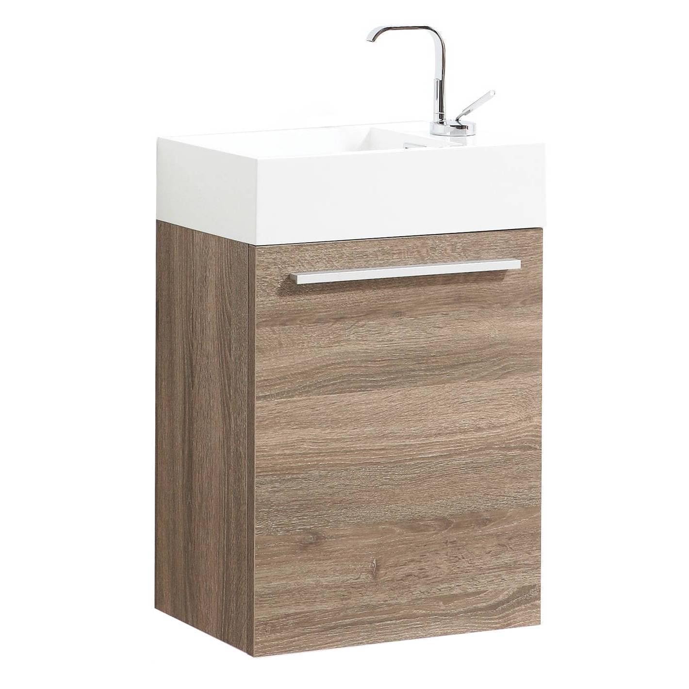 18 Inch Cart Oak Small Bathroom Vanity with Sink, Narrow Bathroom Vanity