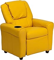 Vista 23 de Flash Furniture - Sillón reclinable contemporáneo para niños, color beige vinilo con base para vasos y reposacabezas