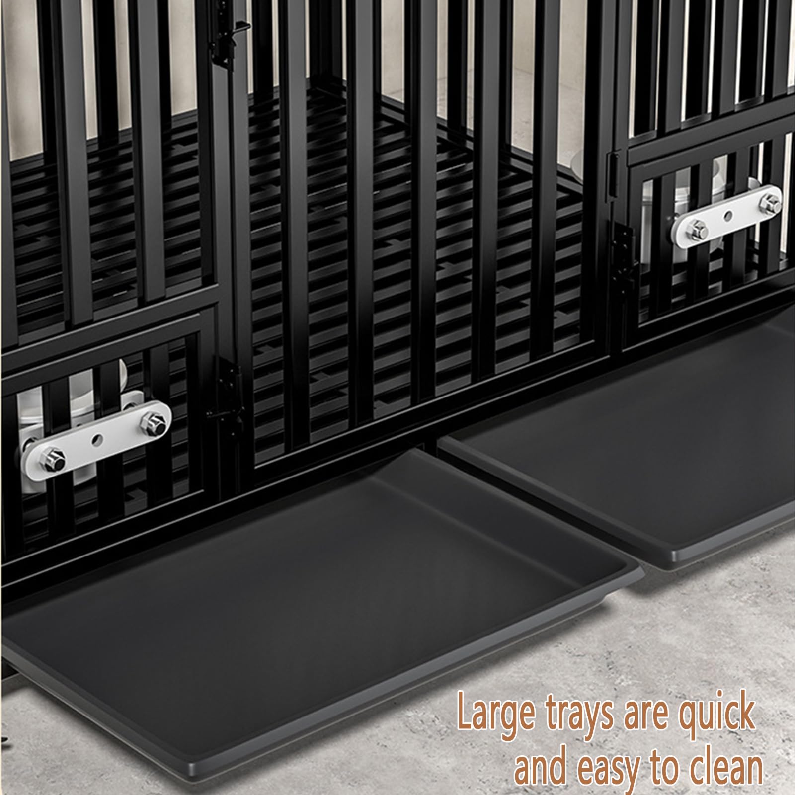Hundekäfig Transportbox für schwere Lasten, Gitterbox große Hunde hochbelastbar Hundetransportbox mit 3 Türen, 4 Rollen und Bodenschale Hundetransportkäfig Hundebox (XXL 125X95X108cm)