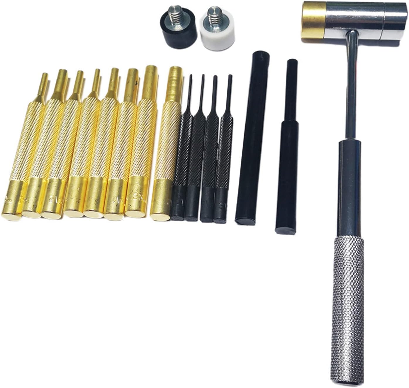 Irfora Roll Pin Punch Set Double-Faced Hammer Brass Steel Maintenance