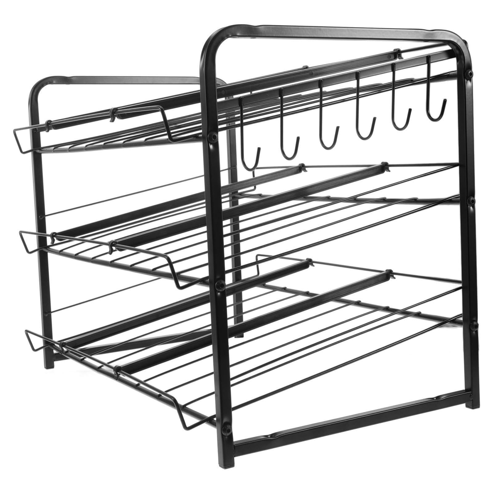 DOITOOL Organizador de Latas de Refresco para Nevera y Despensa, Acero Inoxidable Negro, Diseño Apilable de 3 Niveles, Ahorro de Espacio y Resistente para Cocina