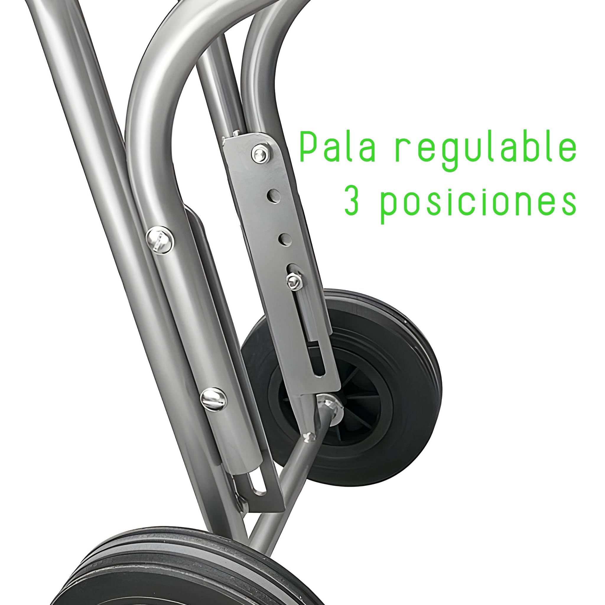 Bricoloco Carretilla de Carga portasillas con Ruedas macizas. Pala Regulable de Tres Posiciones. Carga máxima 75 Kilos