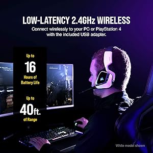 Corsair Void RGB Elite Wireless Gaming Headset 7.1 Surround Sound Omni-Directional Microphone Microfiber Mesh Earpads Up to 40ft Range iCUE Compatible PC, Mac, PS5, PS4 Carbon