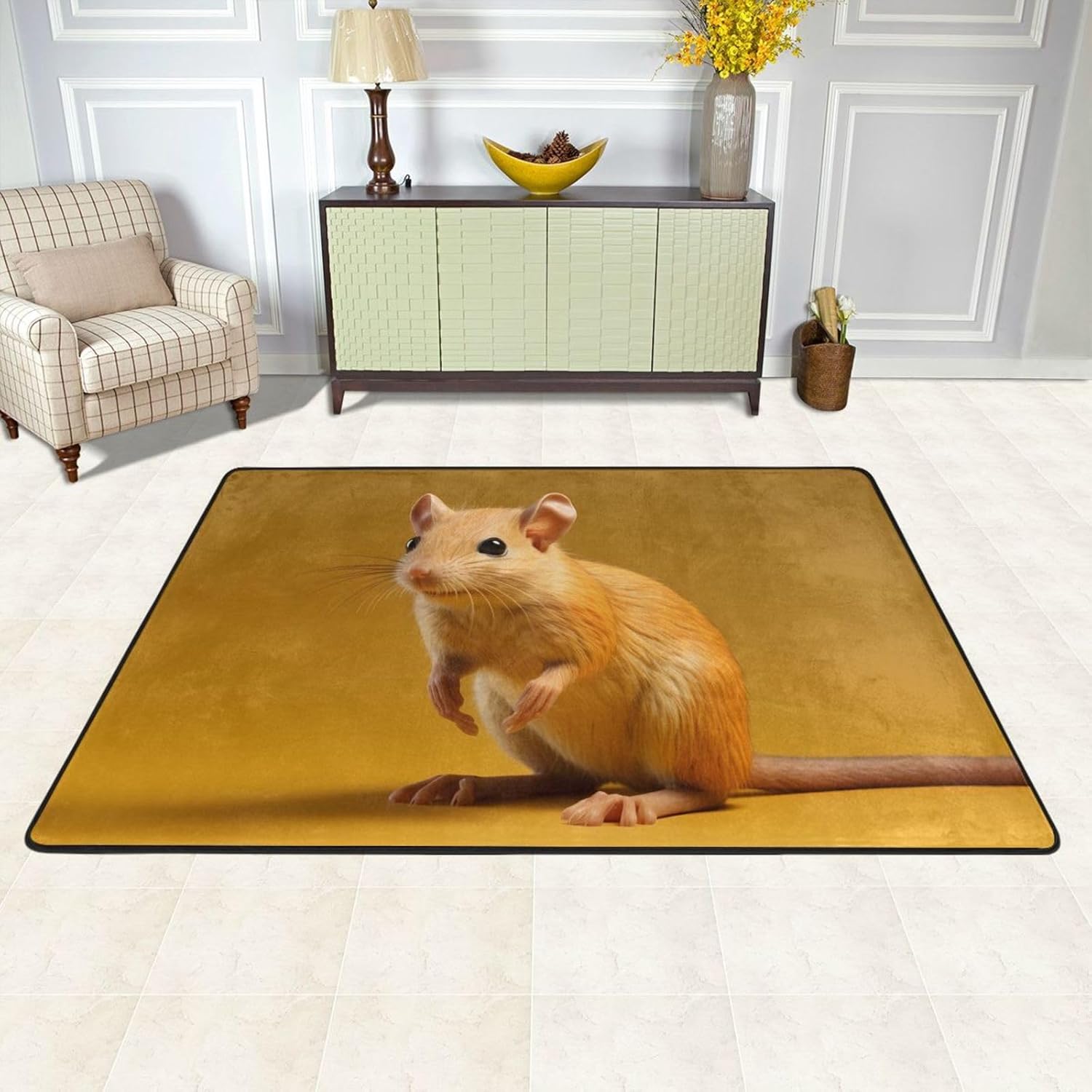 Cute Elephant Shrew Printed Anti-Slip Floor mat Carpet Rug 72"x48" for Living Room Office Coffee Table Bed Balcony