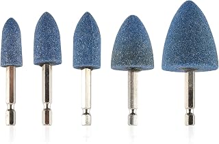 Rocaris 5 Pcs Abrasive Grinding Stone with 1/4 Inch Shank, Aluminum Oxide Mounted Flap Wheel for Grinding, Polishing, Deburring Ferrous Metal, 120 Grit