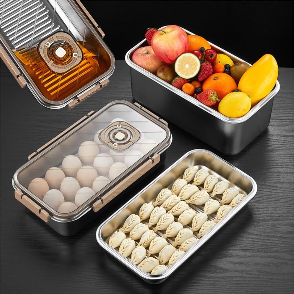 Contenitori Ermetici per Alimenti Scatola for la conservazione della freschezza in acciaio inossidabile Scatola for gnocchi congelati Scatola for frutta semplice for frigorifero Scatola di immagazzina