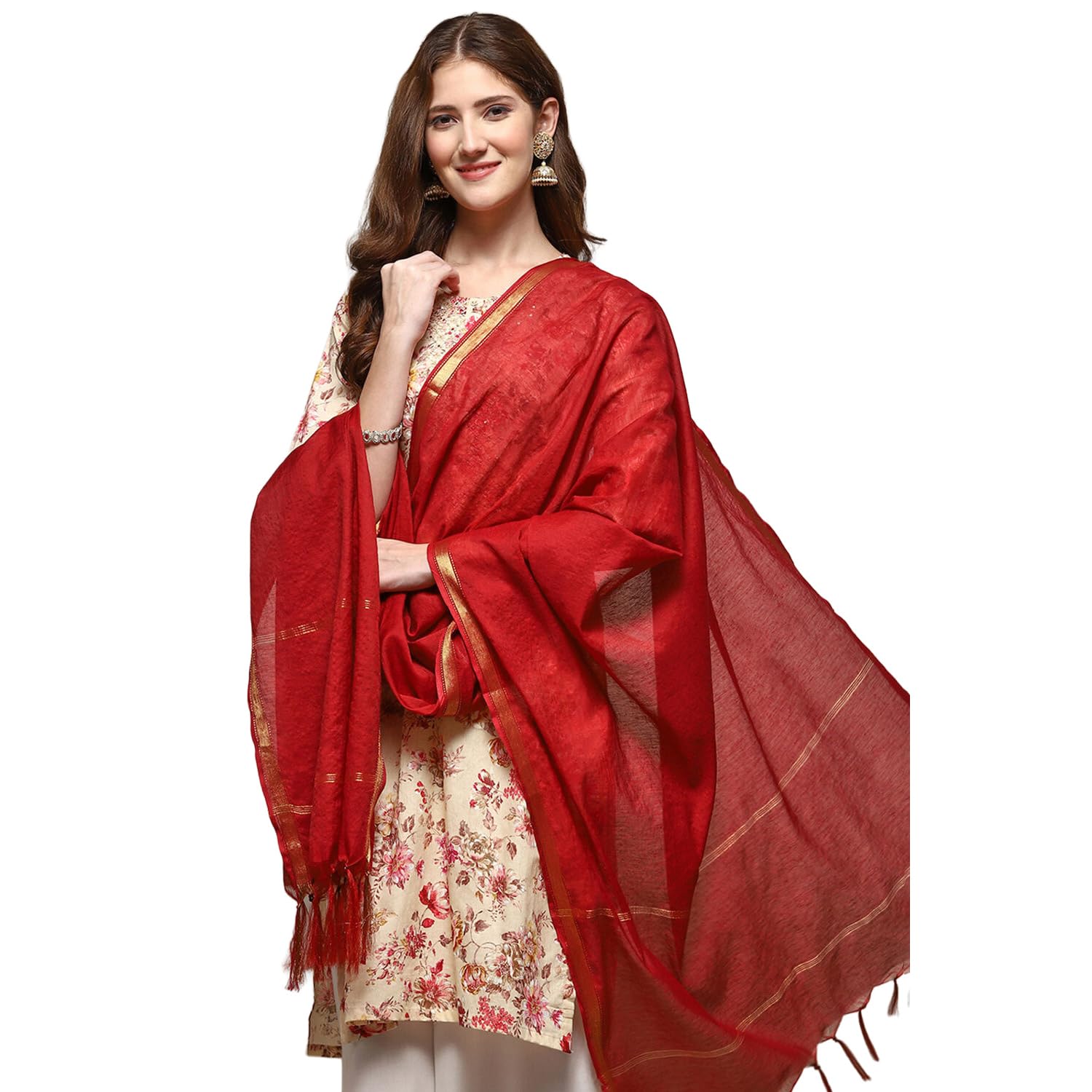 biba Women Cotton Blend Regular Dyed Dupatta-picture-10