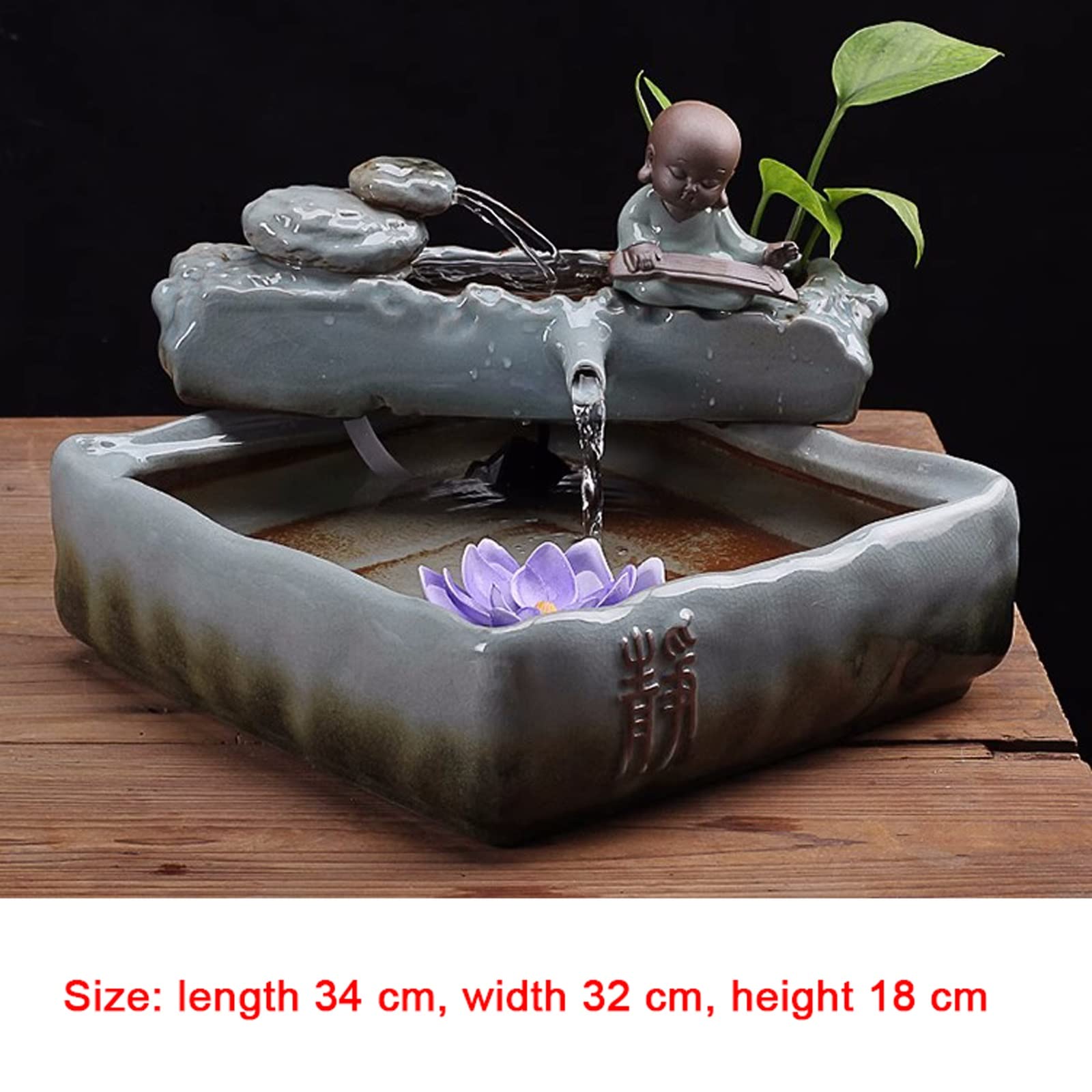Tischbrunnen im chinesischen Stil, Zen-Tischbrunnen, Keramik-Wasserfall, Tischbrunnen für Büro und Zuhause, Meditationsbrunnen