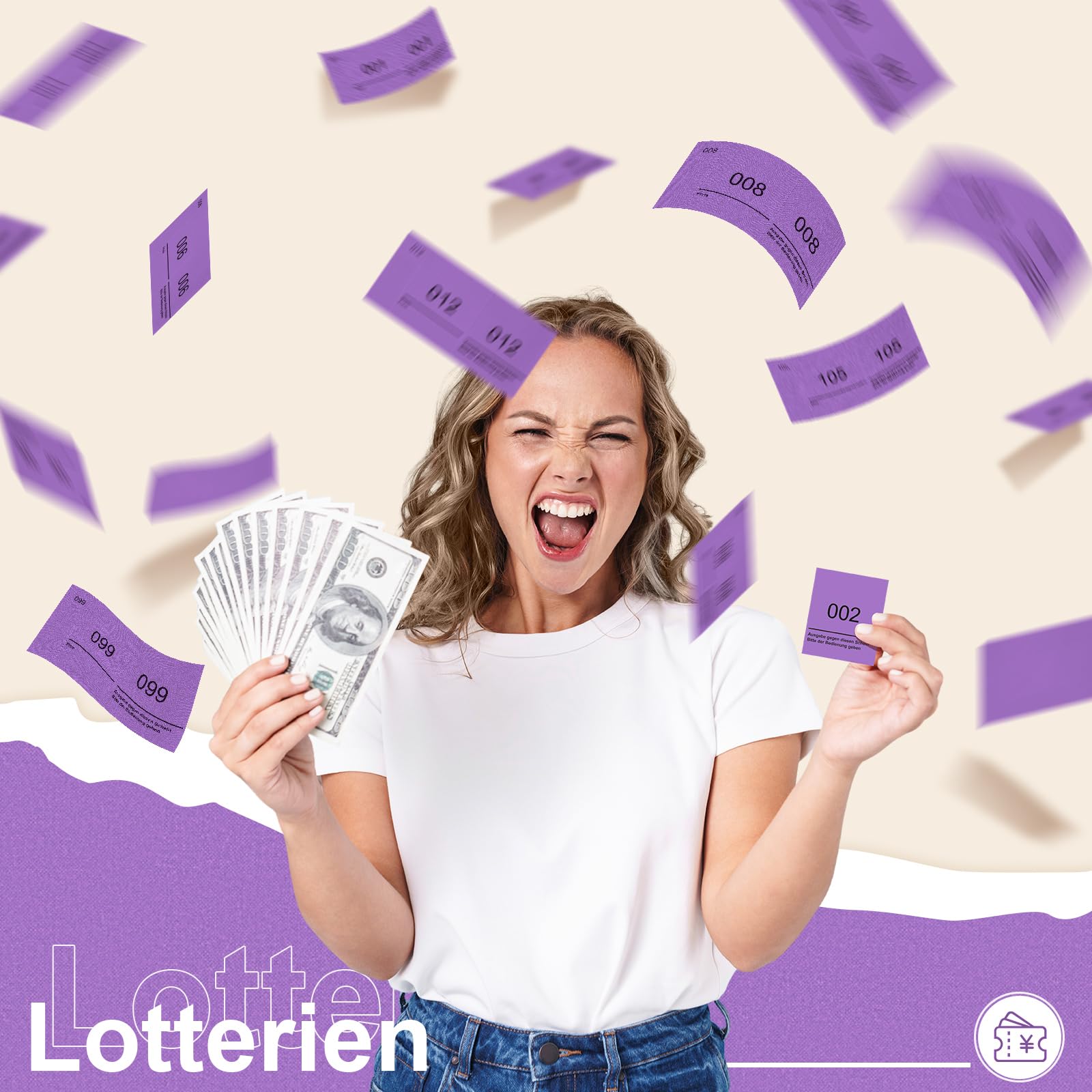 Nezyo Tombola Lose 1-200 - Doppelnummern Blöcke Für Verlosungen & Events (10x5 Cm)