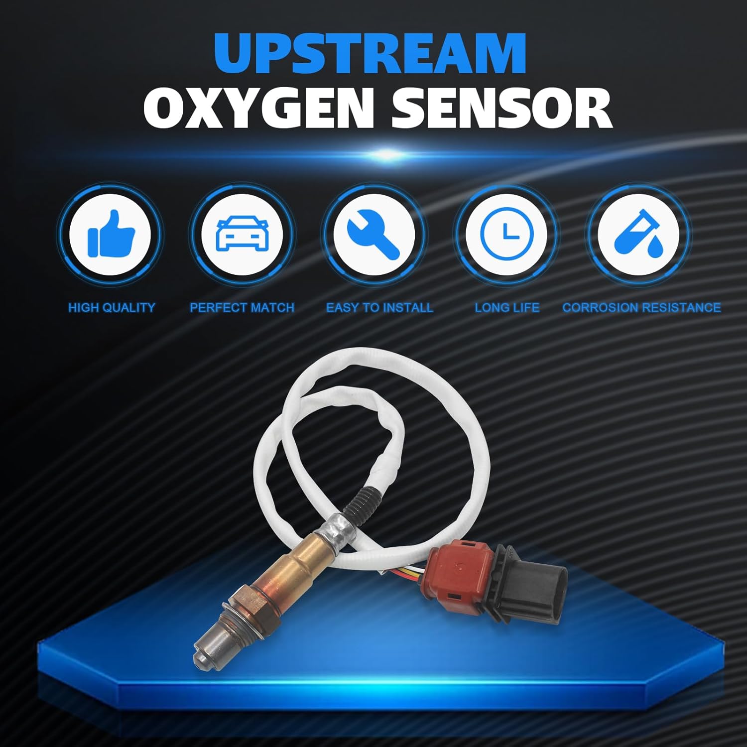 F1FZ-9F472-CA Upstream O2 Oxygen Sensor White Pipe for Ford F-150 2017-2020 Focus 1.0L 2015-2018 Expedition 3.5L 2018-2021 Navigator 3.5L 2018-2020 Replace 234-5713 E1GA-9F472-BD