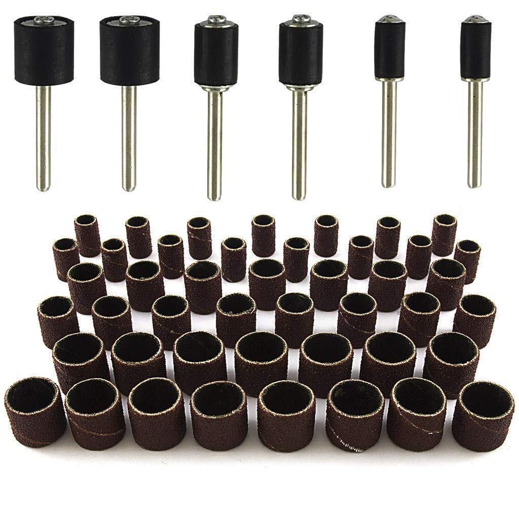 Aone 51pcs Sanding Drum Set for Dremel and All Other Rotary Tools with Corded Electric 51 Replaceable Sanding Bands & 6 Rubber Drum Mandrels (Package 12.2 L x 12.1 W x 2 H cm) 50 Grams - Multicolour - Image 3 thumbnail