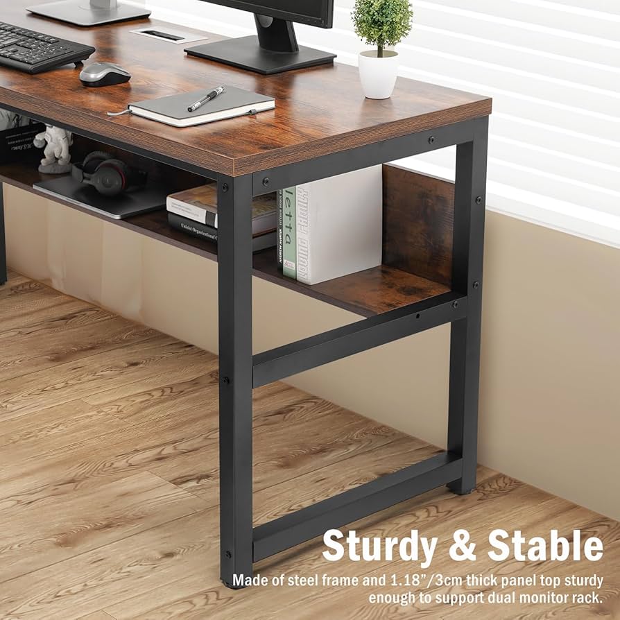Amazon.com: TOPSKY Computer Desk with Bookshelf/Metal Hole