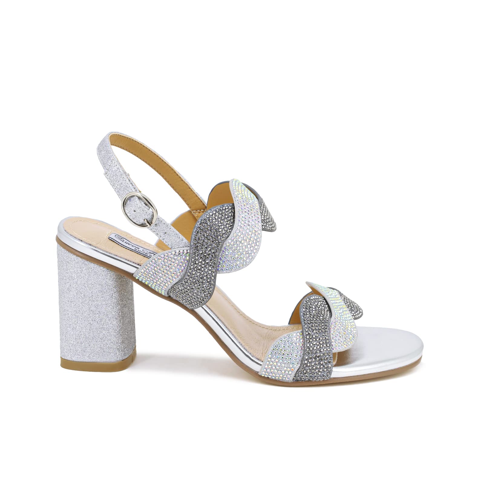 QUEEN HELENA Sandali Eleganti con Tacco Medio Largo con Strass Donna ZM9010