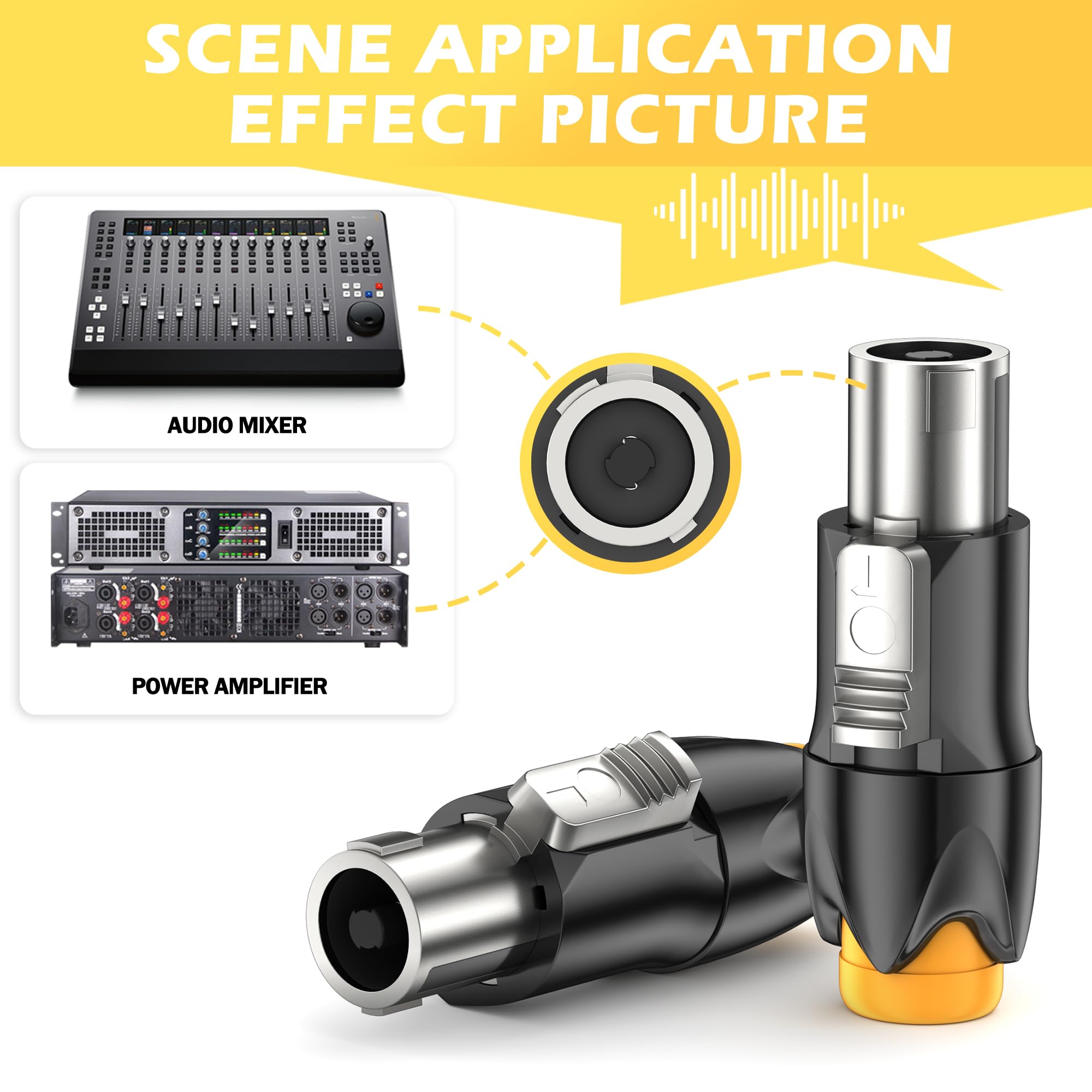 8Pack Speakon Enchufe Metal Adaptador de altavoz Cierre giratorio Enchufe de altavoz con destornillador Compatible con Speakon NL4FC, NL4FX, NLT4X, NL2FC