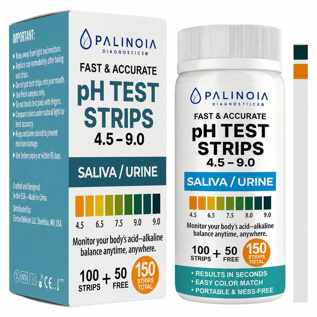 pH Test Strips - Urine & Saliva, 150 Count -1 pH Test Strips - Urine & Saliva, 150 Count -1