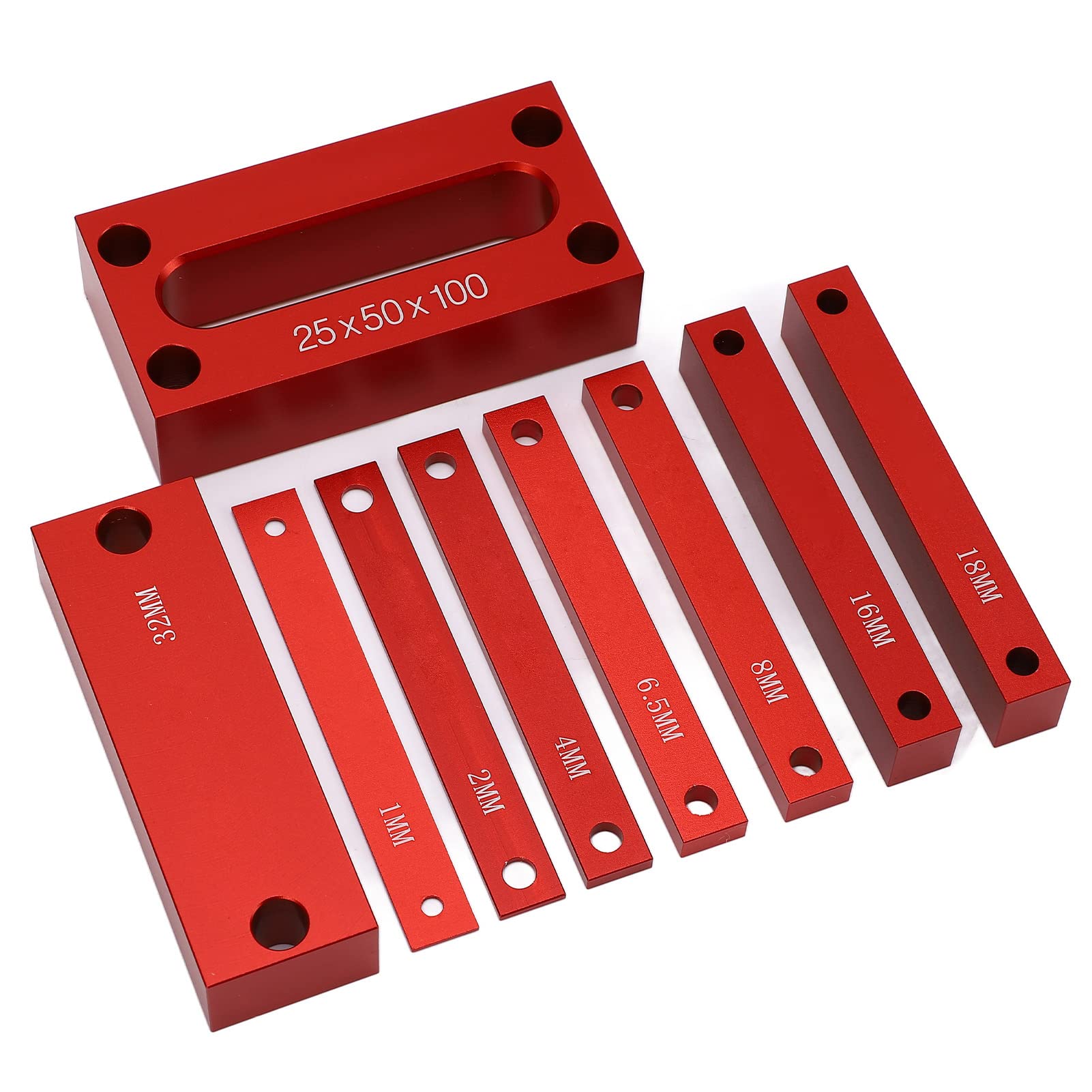 9PCS Bloques de Calibre con Escala Láser para Carpintería Barras de Configuración Aleación Aluminio Fresadora Sierra de Mesa Herramientas Precisión Medición