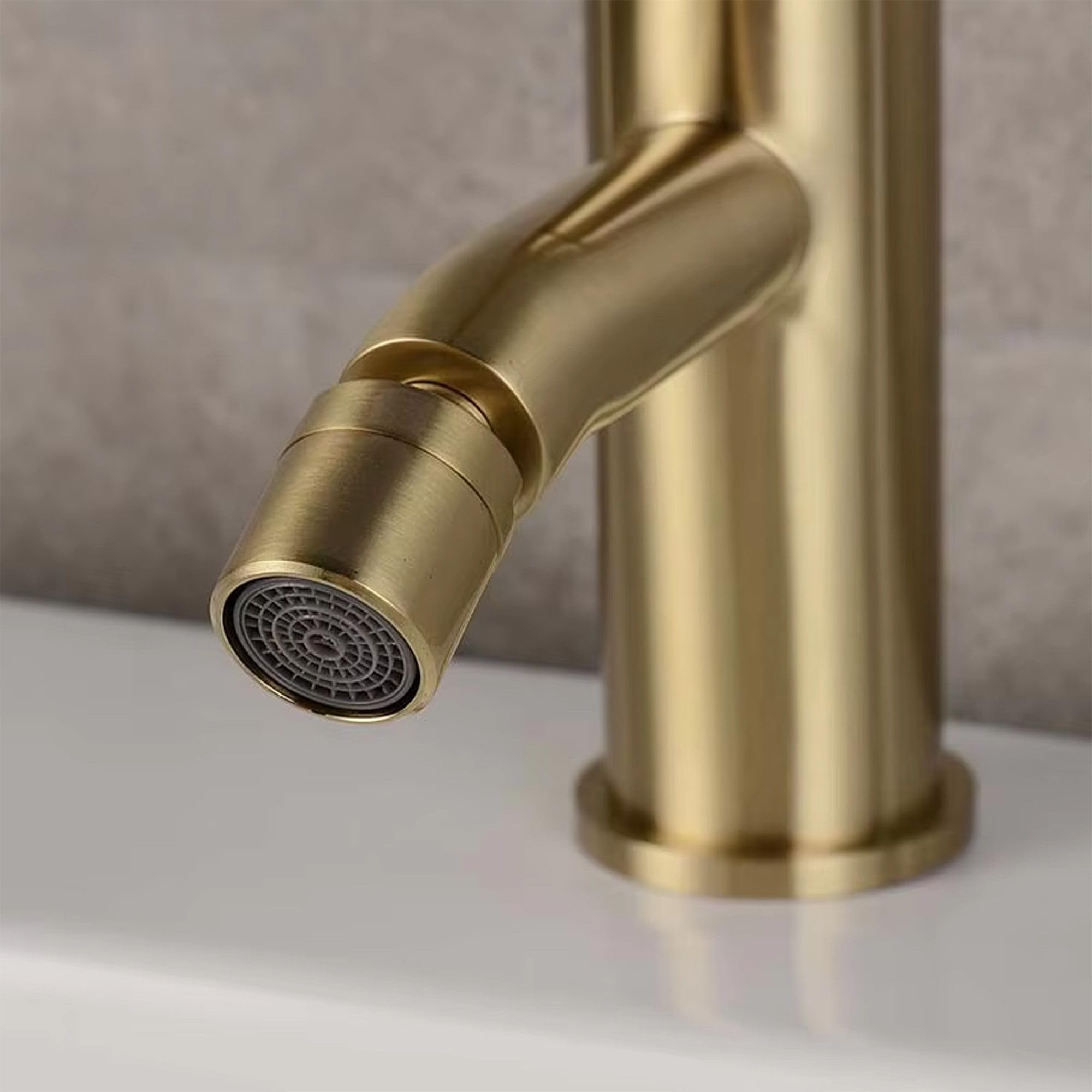 Rea - Rubinetto Da Bidet Lungo Gold Brush Miscelatore Monocomando In Ottone Per Wc Bagno (Oro) 14 X 5 X 17 cm