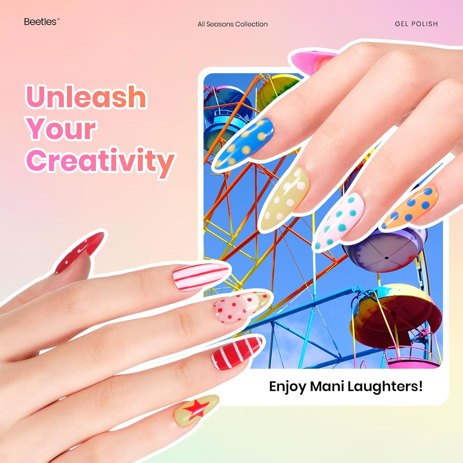 Beetles Summer Gel Polish Set - Color Rhythm Colleciton, 25 Colors Yellow Pink Blue Purple Summer Colors Polish with Base Top Coat Trendy Colors Uv LED Lamp Salon DIY at Home Nails Gifts for Women