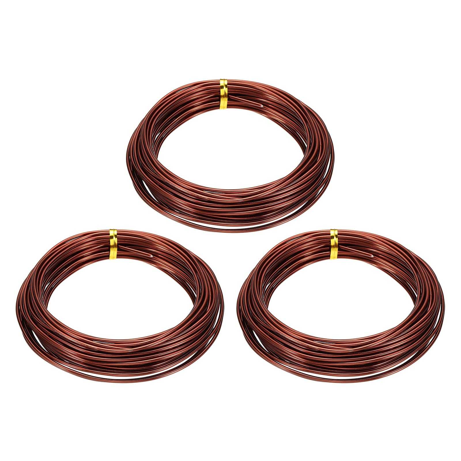sourcing map 3 Roll Bonsai Wire 2mm Each Roll 32.8ft (10m) Anodized Aluminum Bonsai Wire for Gardening Tree Branch Fixing DIY Crafting, Bronze