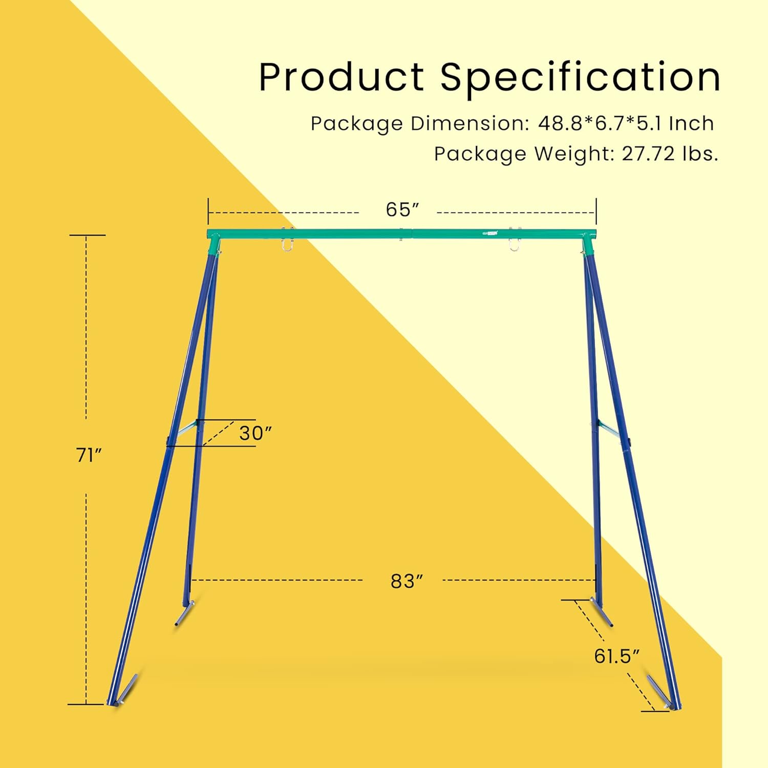 Product dimensions of the VIVOHOME Metal Frame Full Steel Swing Stand