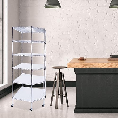 Miniatura 5 de BELANITAS Estante de alambre esquinero de 6 estantes estantes de metal de almacenamiento para unidad de almacenamiento estante de alambre de metal