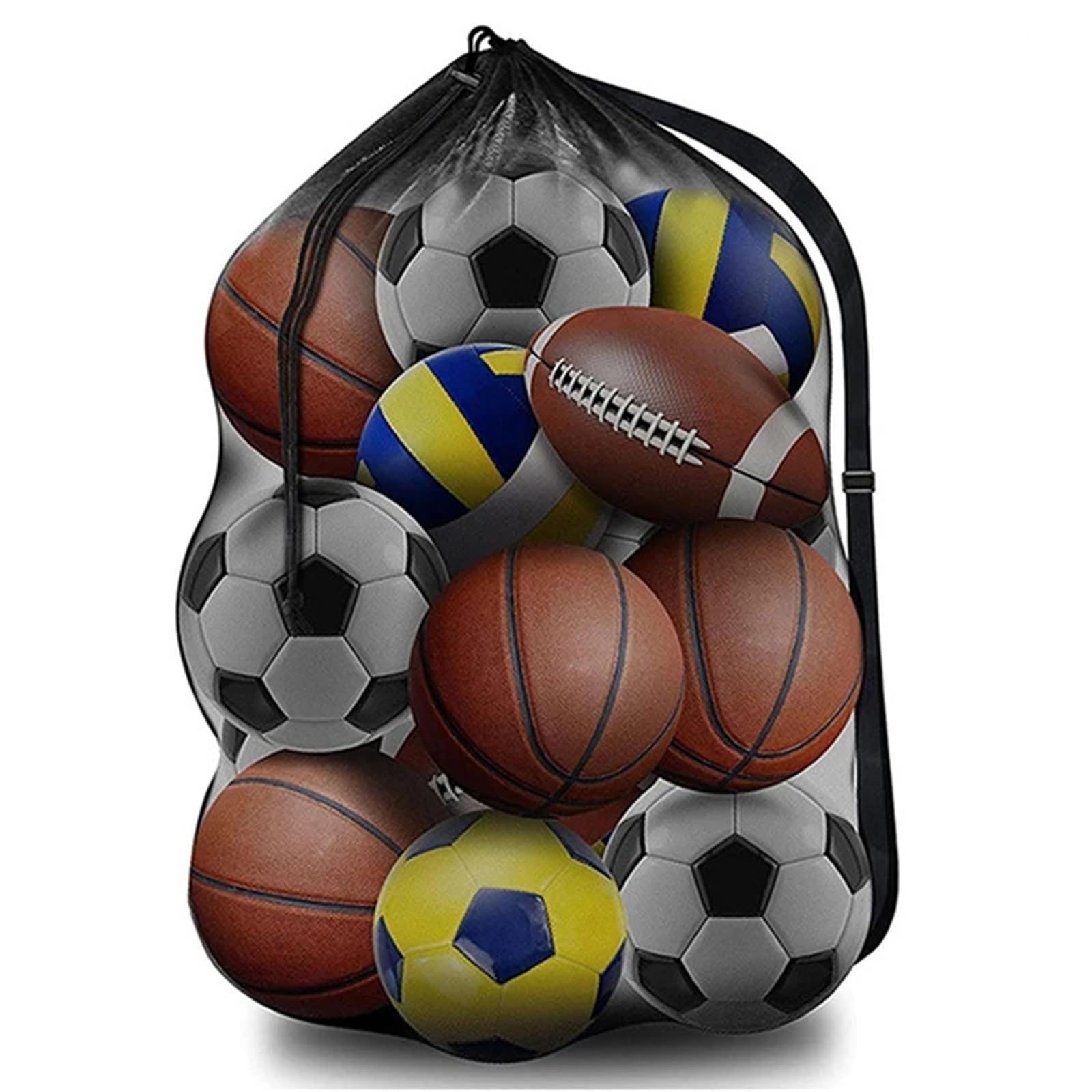 Borsa da calcio in rete 2 pezzi, borsa extra large con coulisse for riporre palloni basket, tasca cerniera, pallavolo e, borse palestra per Palla