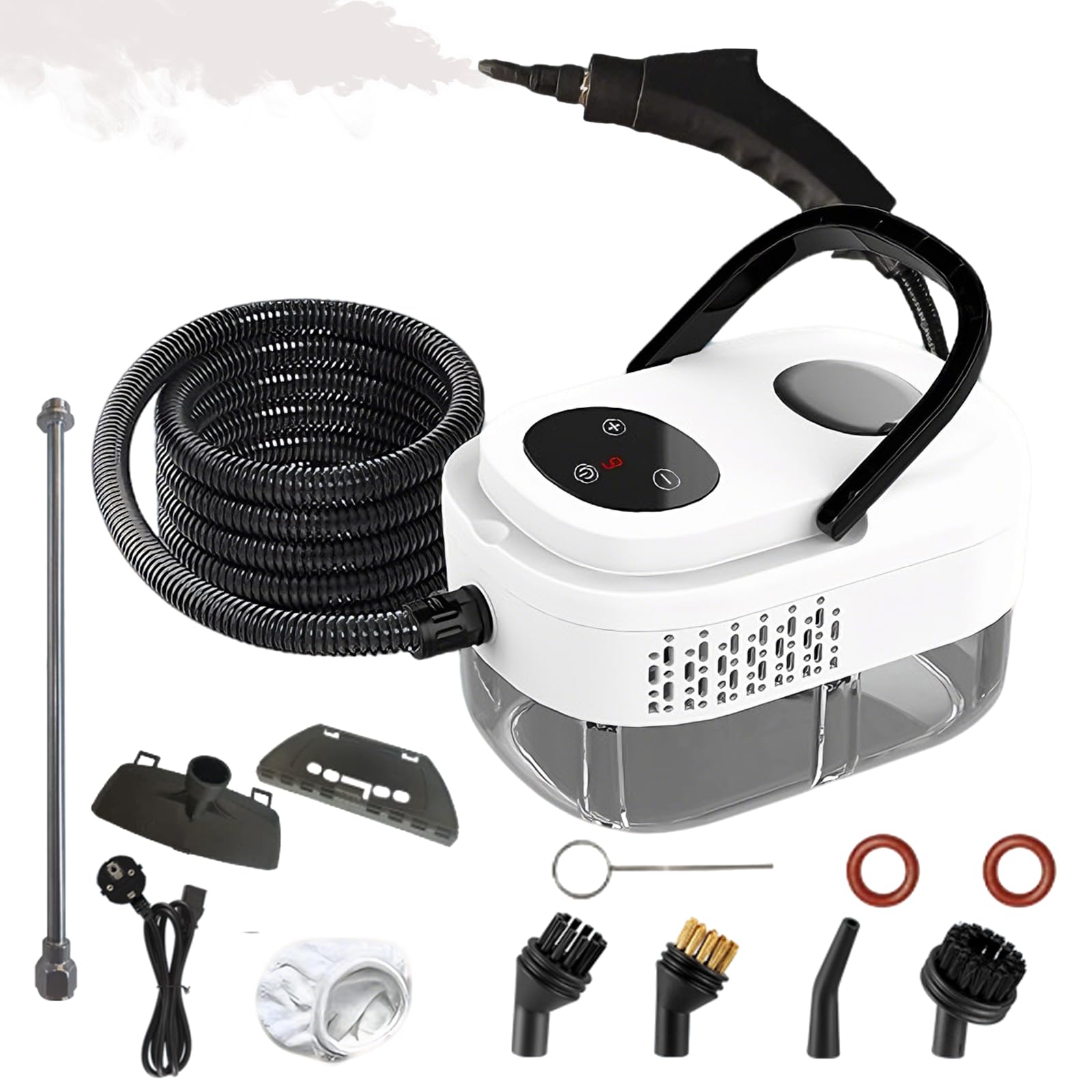 Limpiador a Vapor, 2500 W 3.0BAR Vaporeta Limpieza Hogar Potente con 3 Cabezales de Cepillo, Vaporeta Limpieza Hogar Portátil con Tanque Agua de 1000ml para Cocina Baño Azulejos y Coche