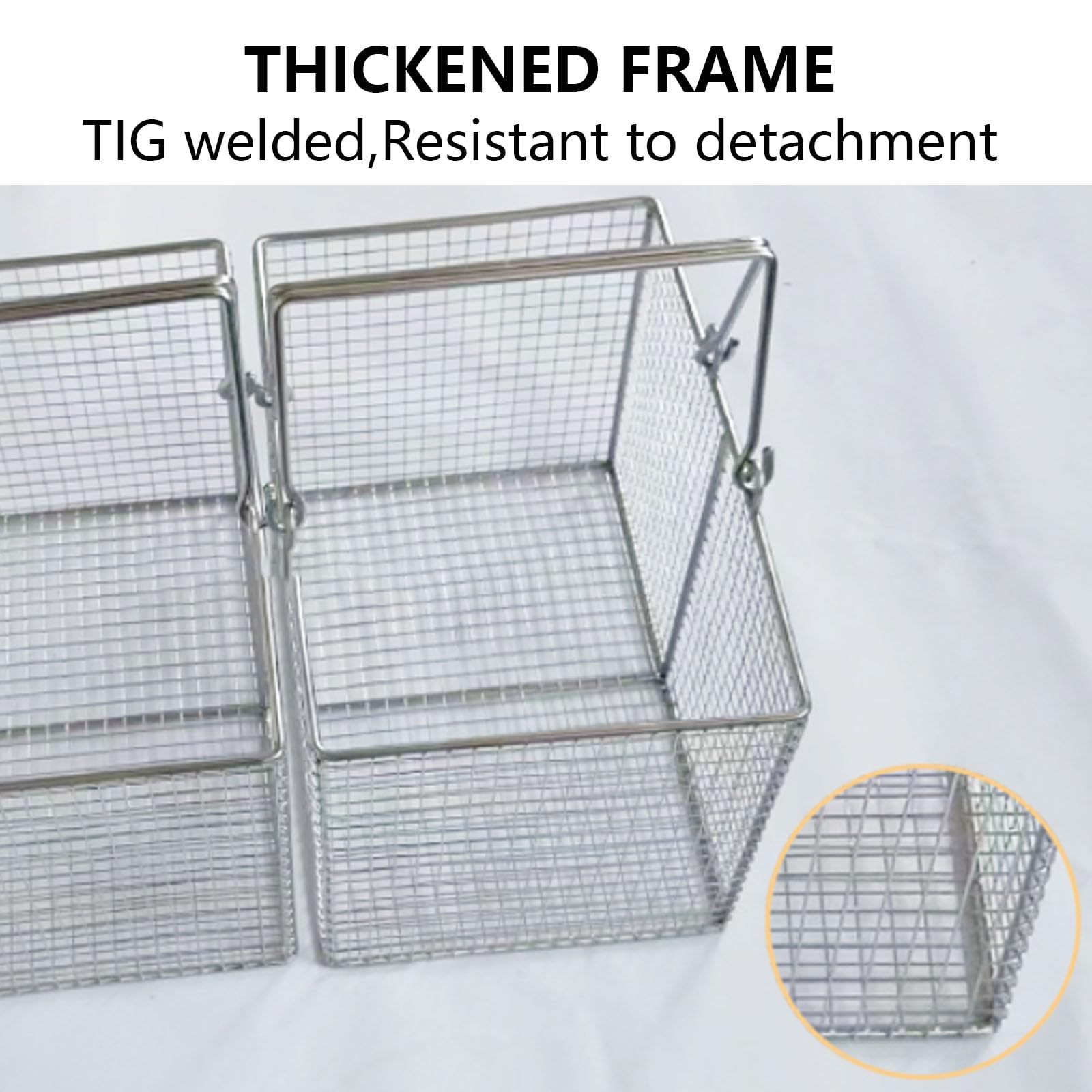 Vassoio per strumenti in acciaio inossidabile 304, cestino perforato per sterilizzazione con manico, griglia da 9 mm per chirurgia e odontoiatria, 30 x 20 x 20 cm