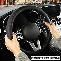 Vista 5 de Funda de cuero de microfibra en forma de D, transpirable, antideslizante, de 13.5 a 14 pulgadas, color negro