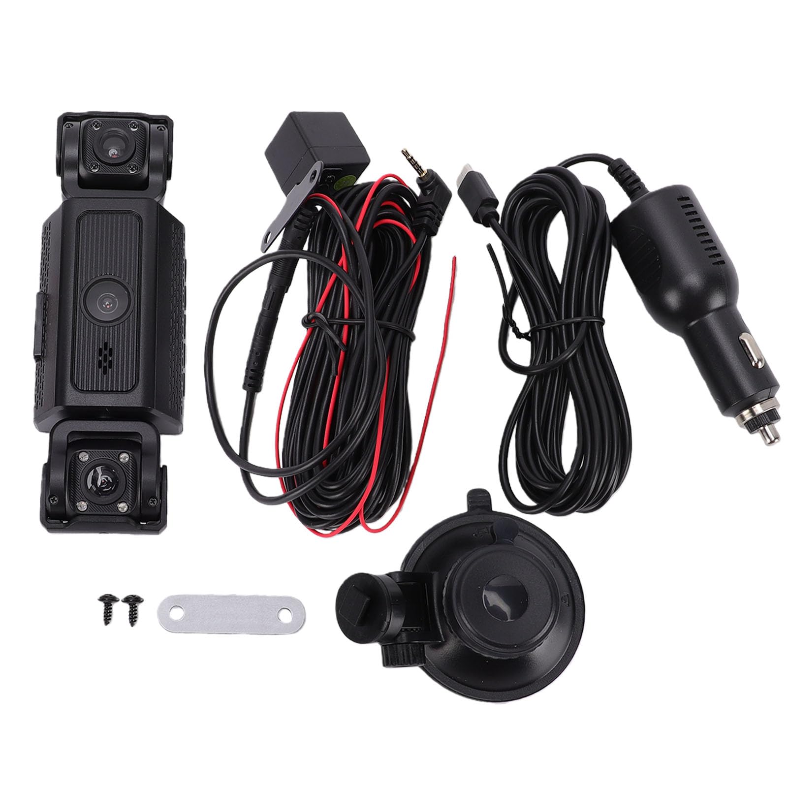 Cocoarm Telecamera da Cruscotto 4 1080P con Copertura a 360 Gradi e | Design a 4 Lenti, Batteria da 150mAh, Schermo da 2,4 Pollici, Supporta Scheda Fino a 64GB, Installazione facile.