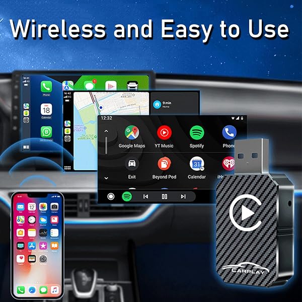 Adaptateur CarPlay Sans Fil 2026, Dongle CarPlay Sans Sil, Convertit CarPlay Filaire En Adaptateur Sans Fil Plug And Play, Compatible Avec Les Voitures Ă Partir De 2016 et iPhone iOS 12+ (noir) - 2