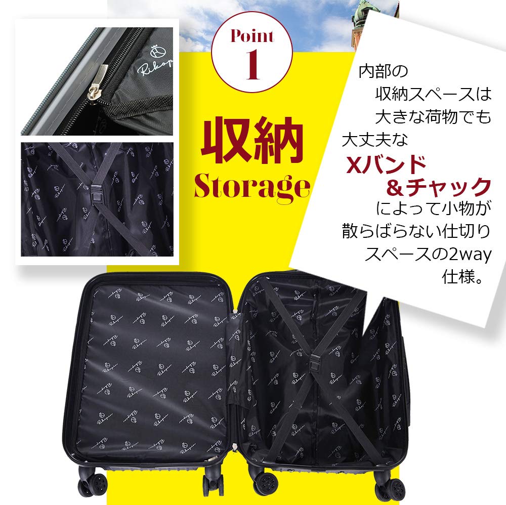 [§Ｒ∞Ｒｉｋｏｐｉｎ] Rikopin(リコピン) スーツケース 機内持ち込み 大型 キャリーケース キャリーバッグ ダイヤルロック式 超軽量 かわいい ファスナータイプ【Sサイズ/ペールブルー】 - 3