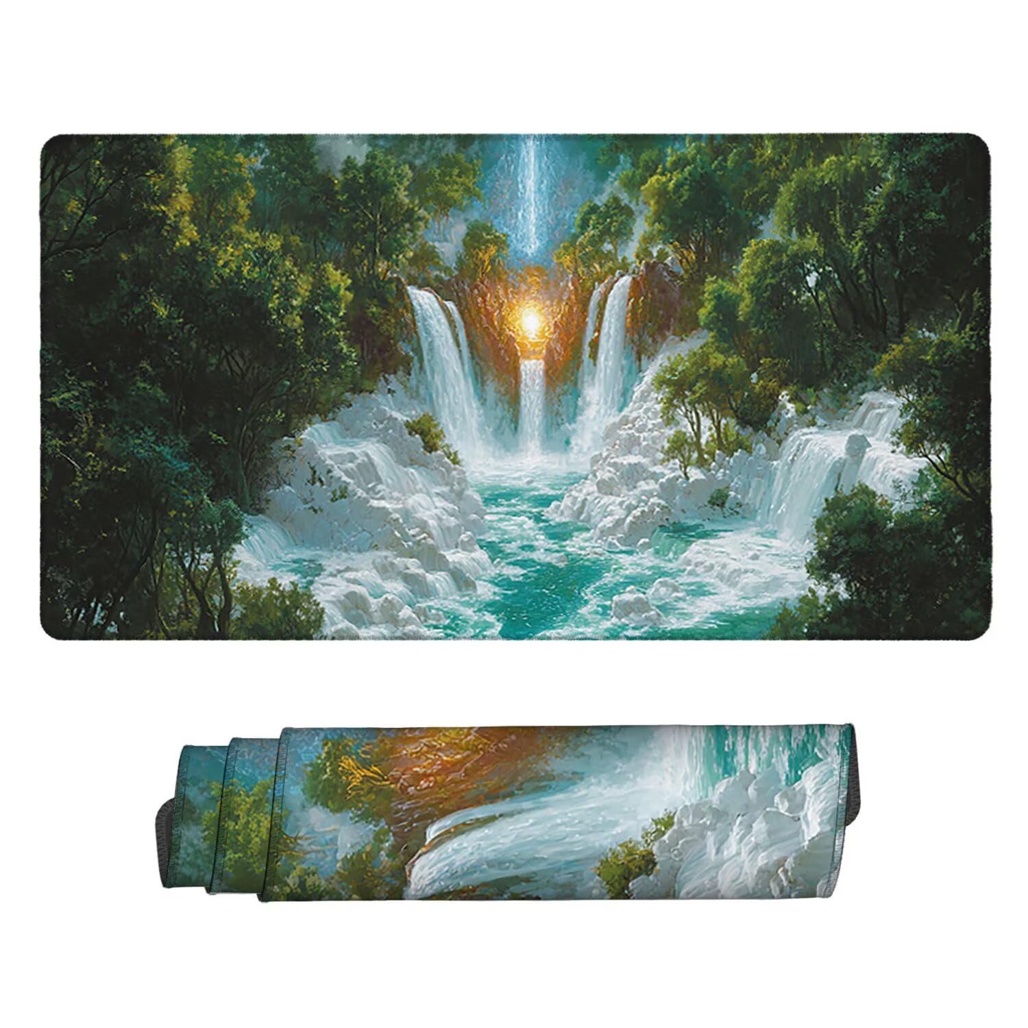 Podkładka pod mysz, podkładka pod mysz do gier na biurko do gier wodospady las podkładka pod mysz 1200 x 600 mm duża podkładka pod mysz biurkowa biurko, odpowiednia do notebooków i komputerów