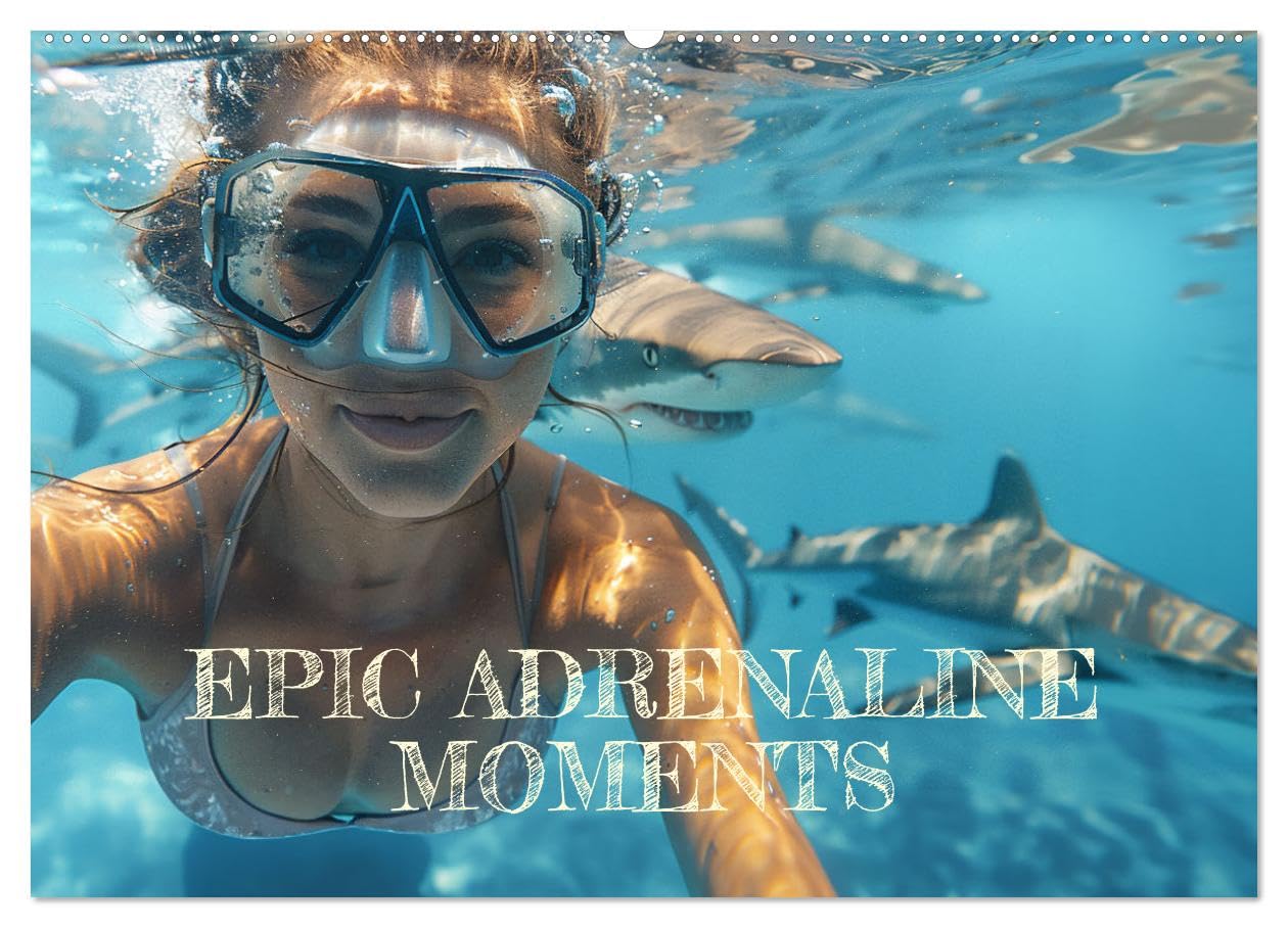 Epic Adrenaline Moments (Wall Calendar 2027 DIN A2 landscape), CALVENDO 12 Month Wall Calendar: Explore 12 thrilling sports from ice climbing to shark diving