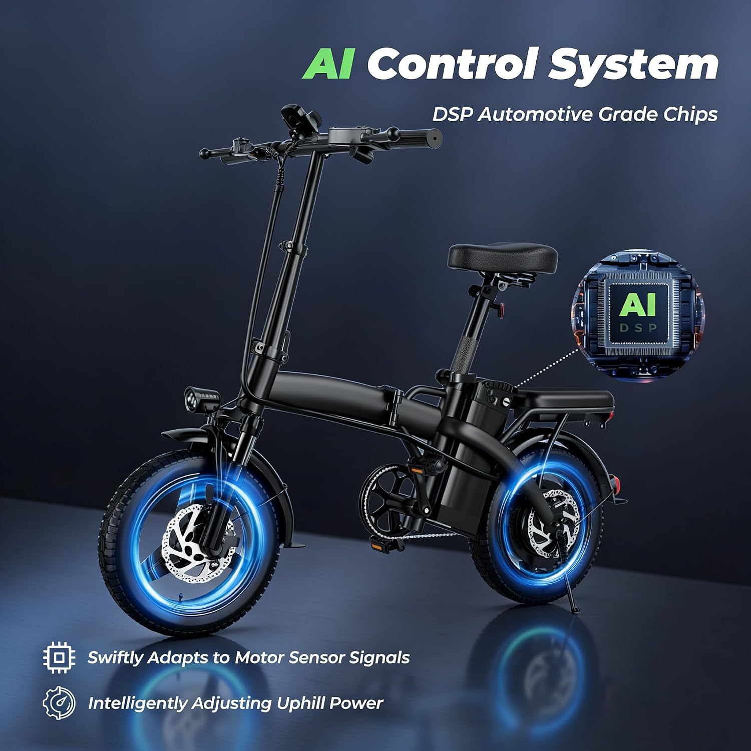 Electric Bike for Folding Adults, 550W 48V 12Ah EBike Climbs 30° Slopes, 23MPH Miles Range, 35 Miles Range, UL Certified E-Bike Dual Disc Brakes,14" Commuter Ebike